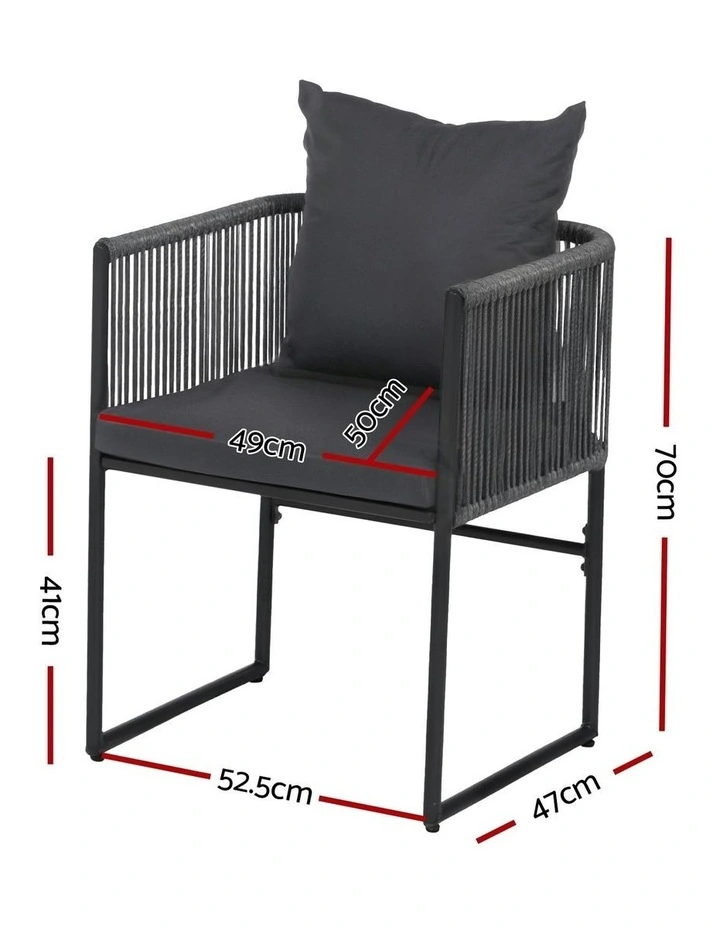 Outdoor Dining Chairs Set Of 2 Pieces in Black image 4