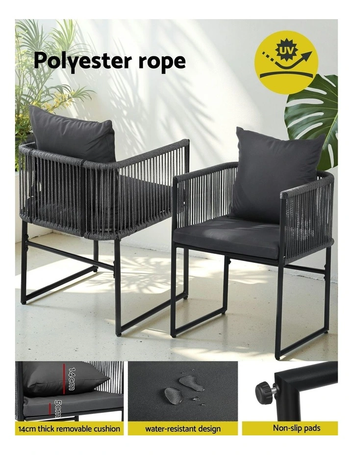 Outdoor Dining Chairs Set Of 2 Pieces in Black image 6