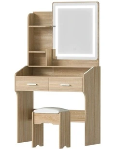 LED Dressing Table Set Stool in Wood