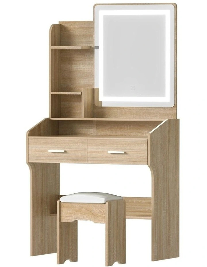 LED Dressing Table Set Stool in Wood image 1