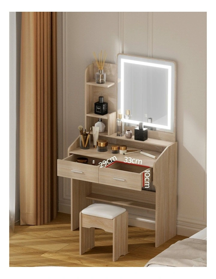 LED Dressing Table Set Stool in Wood image 4