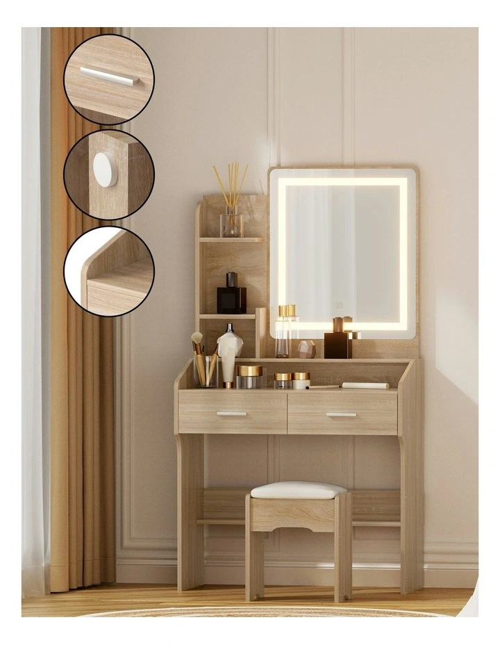 LED Dressing Table Set Stool in Wood image 5