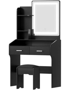 Stool Led Dressing Table Set in Black