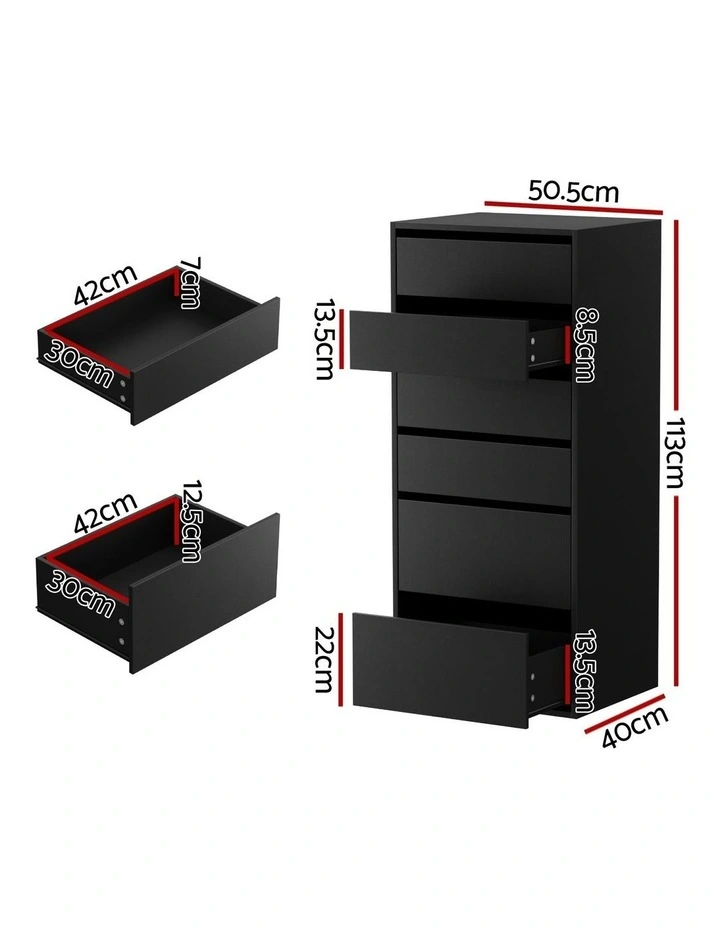 Chest Of Drawers Dresser 6 in Black image 3