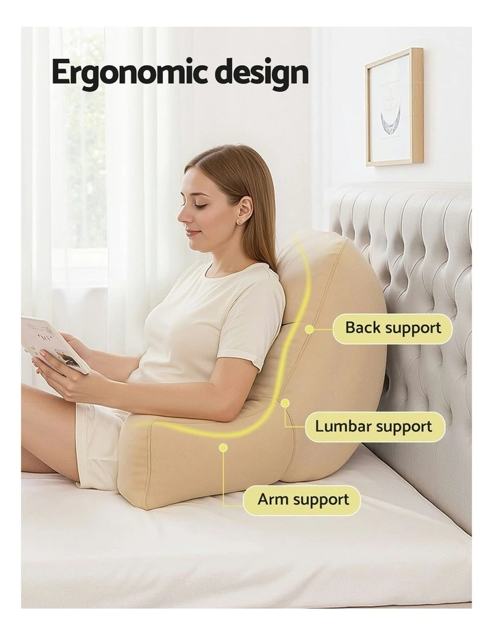 Reading Pillow Back Rest Lumbar Support Cushion in Oatmeal image 5
