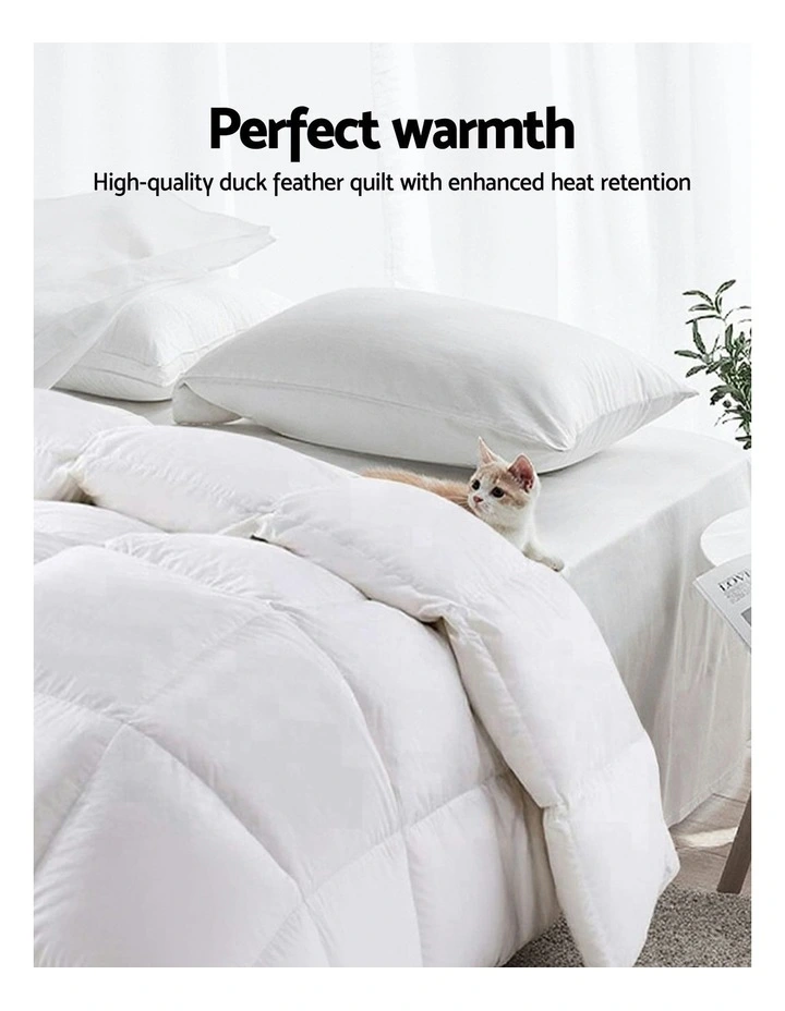 Goose Down Feather 800GSM Quilt Winter Blanket in White image 5