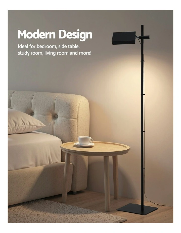 Modern Reading LED Floor Lamp 12W in Black image 6
