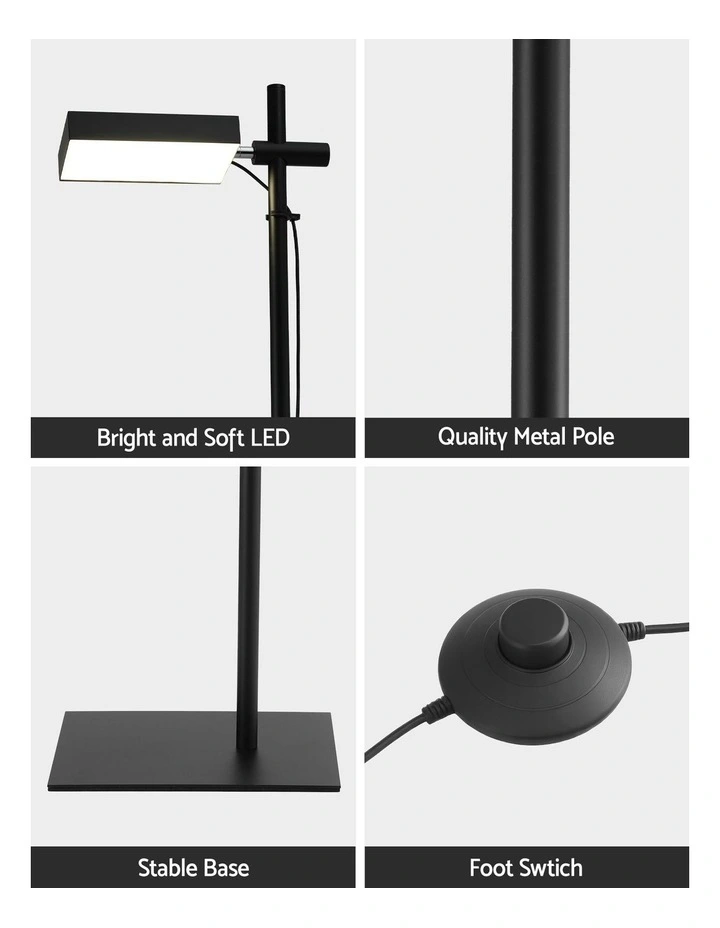 Modern Reading LED Floor Lamp 12W in Black image 7