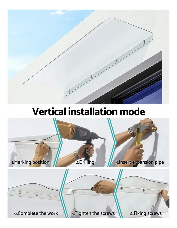 Window Door Awning 0.4mx1m in Clear image 7
