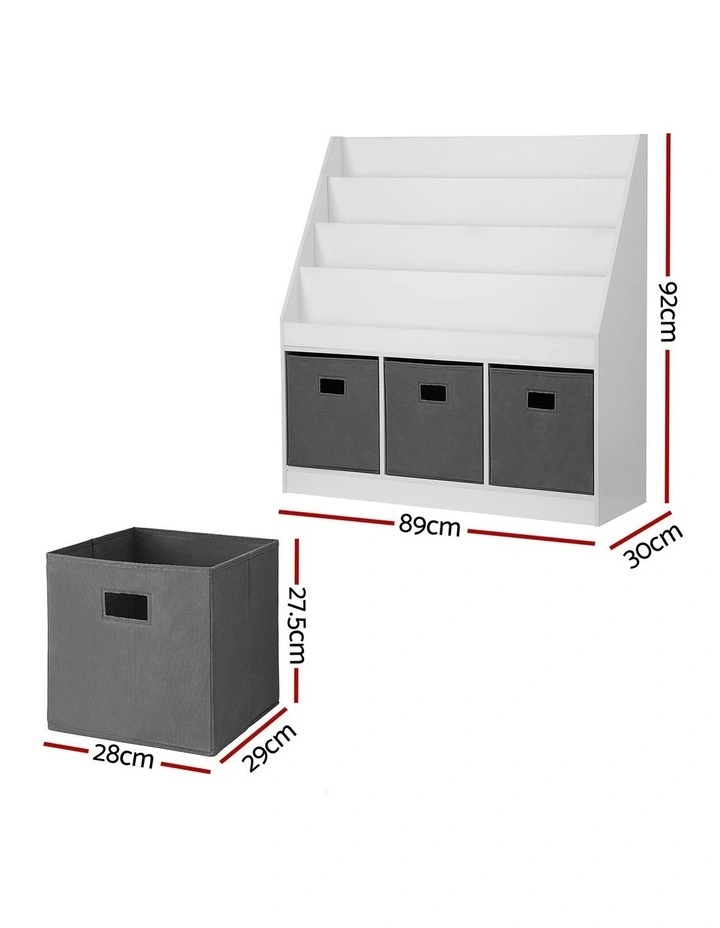 Bookshelf 4 Tiers Magazine Rack Toy in White image 4