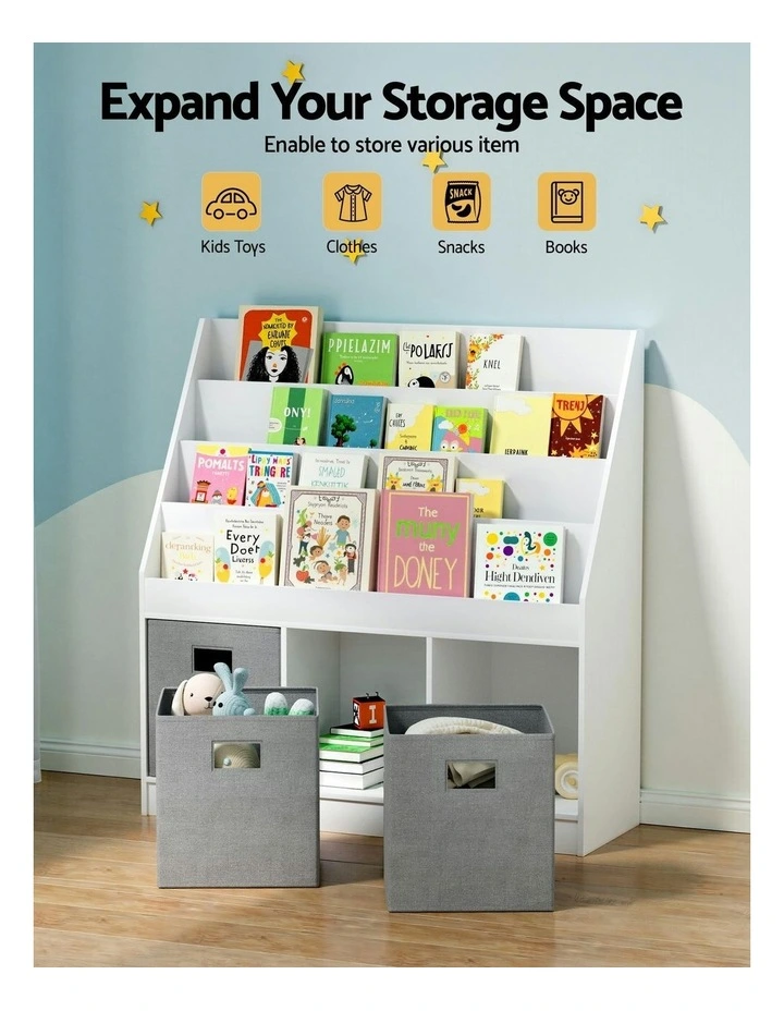 Bookshelf 4 Tiers Magazine Rack Toy in White image 6