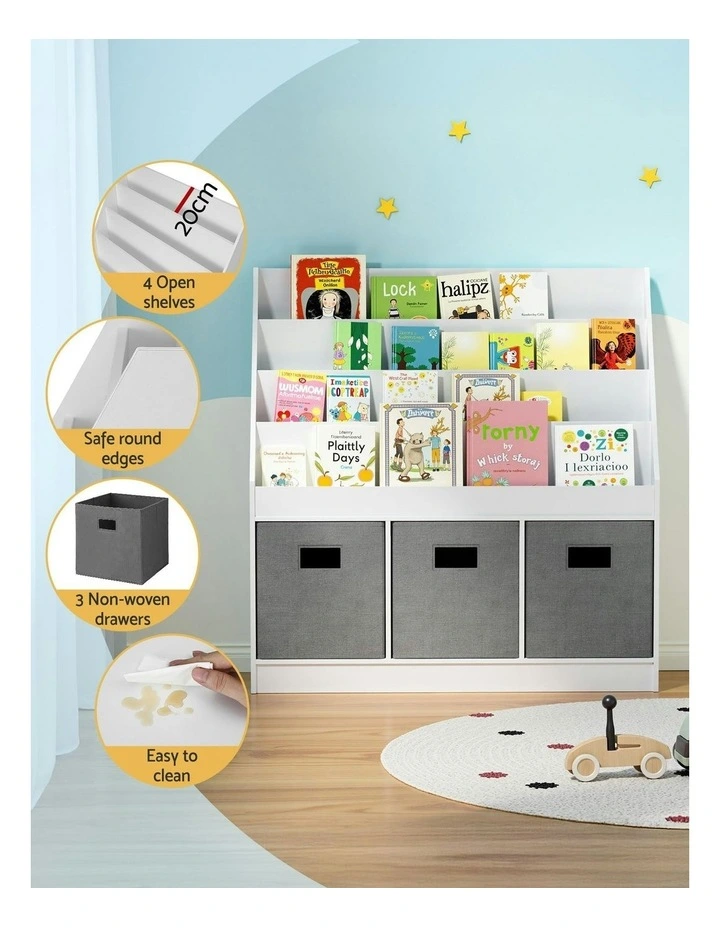 Bookshelf 4 Tiers Magazine Rack Toy in White image 7