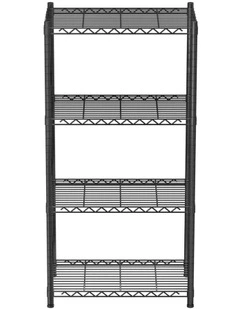 4-Tier Shelving Unit Adjustable Kitchen Rack in Black