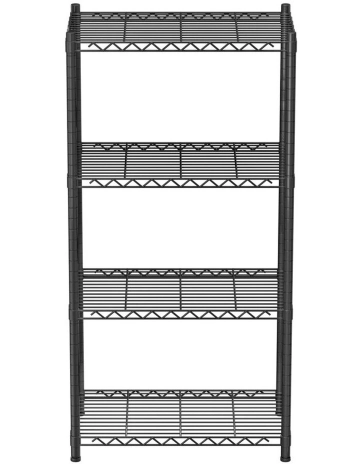 4-Tier Shelving Unit Adjustable Kitchen Rack in Black image 1