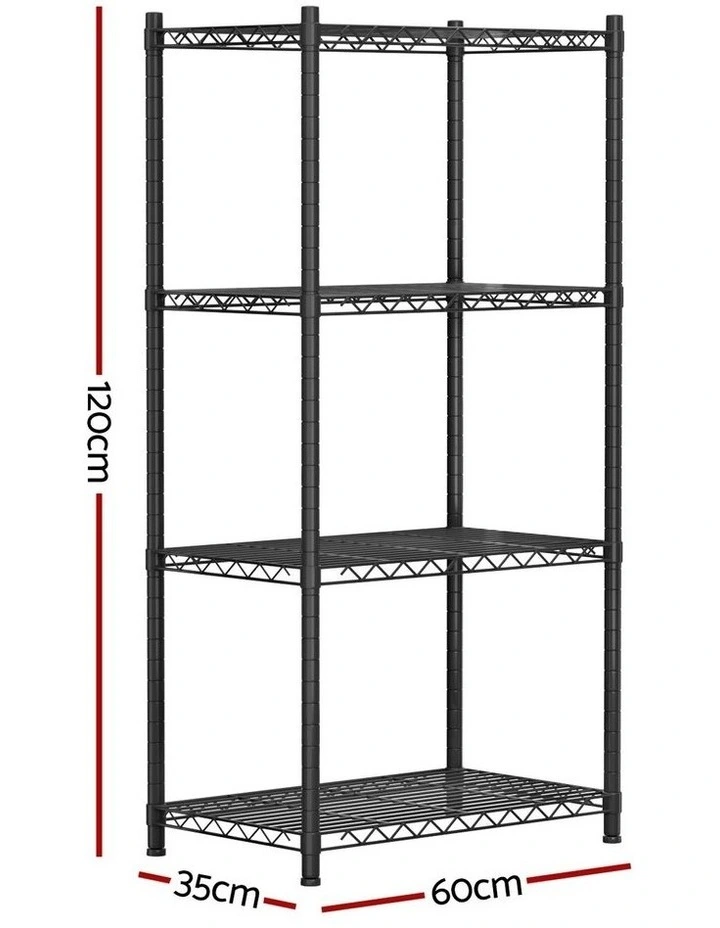 4-Tier Shelving Unit Adjustable Kitchen Rack in Black image 4