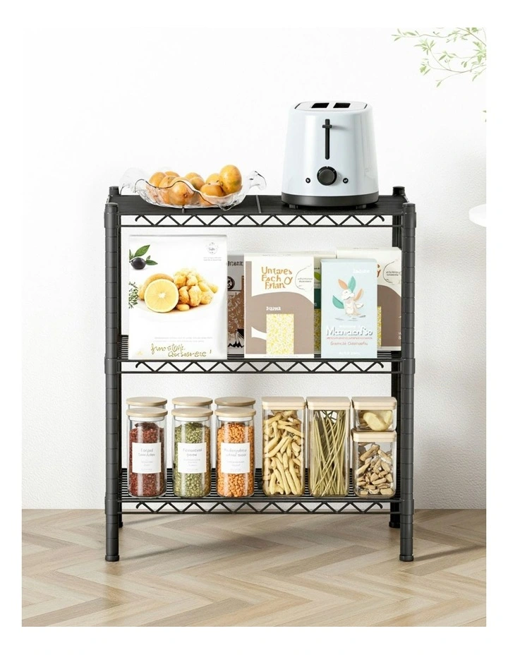3-Tier Steel Shelving Unit in Black image 3