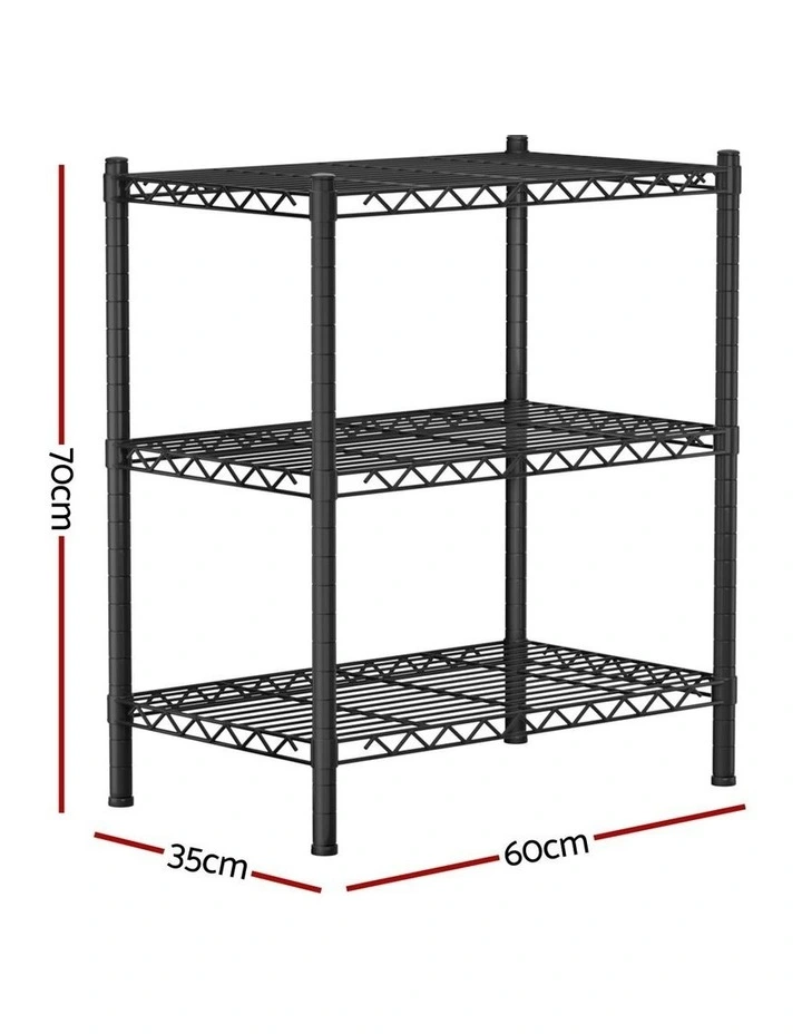 3-Tier Steel Shelving Unit in Black image 4
