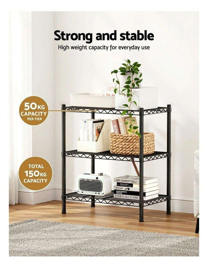 3-Tier Steel Shelving Unit in Black image 5