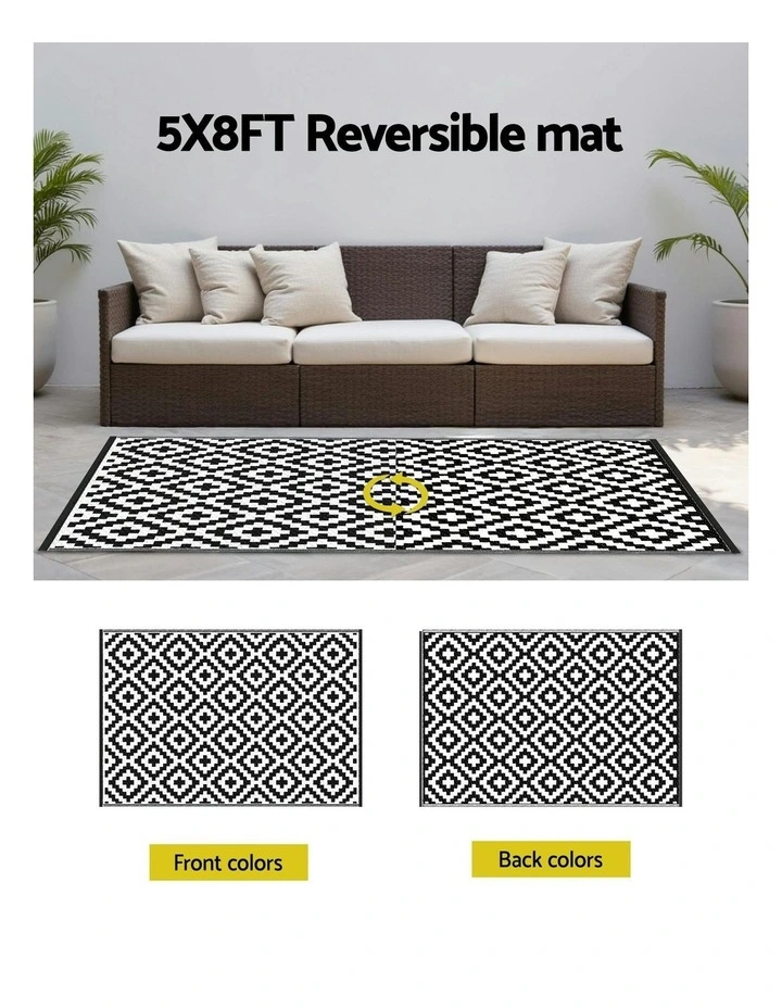 Large Carpet Reversible Area Mat PP Dual-Sided Outdoor Rugs 120x180cm in Multi image 5