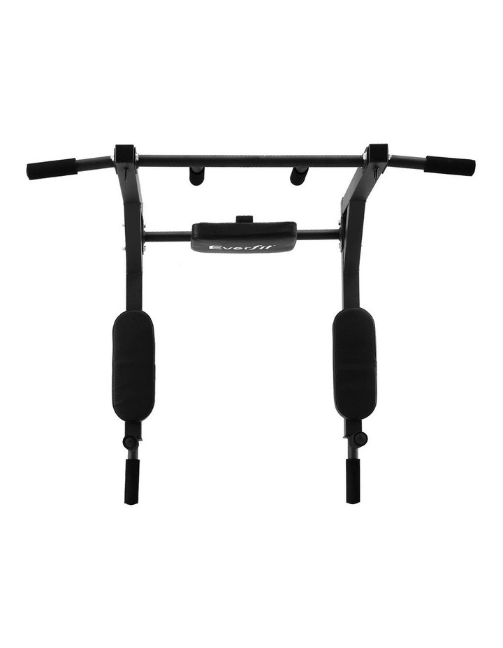 Pull Up Bar Dip Station Multi Gym 150kg in Black Red image 2