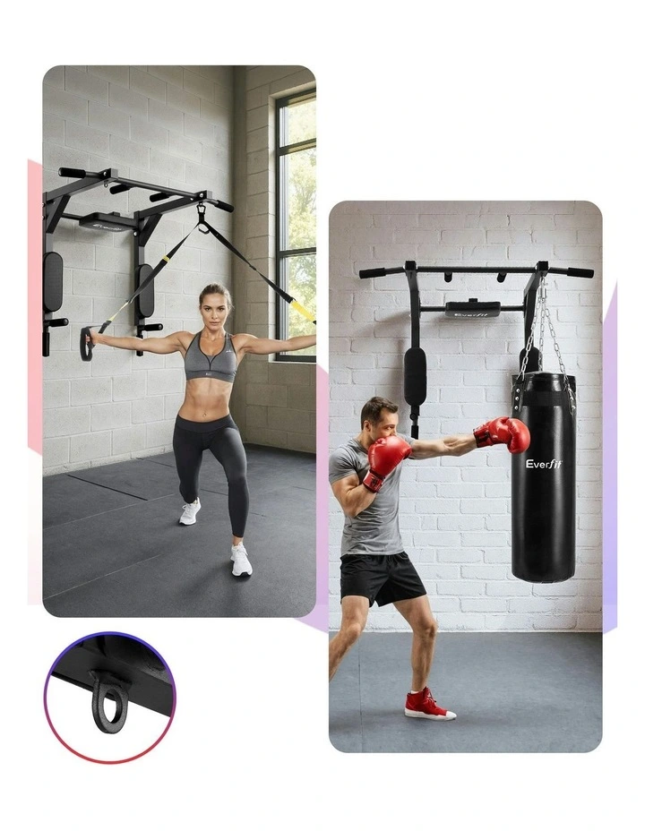 Pull Up Bar Dip Station Multi Gym 150kg in Black Red image 7