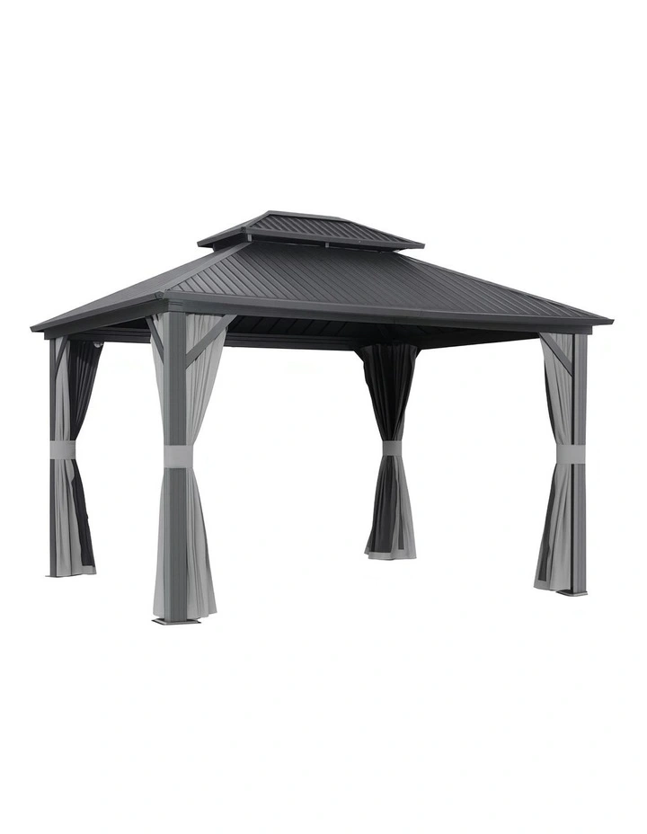 Gazebo Canopy Steel Frame Patio Tent 3x3.65m in Grey image 1