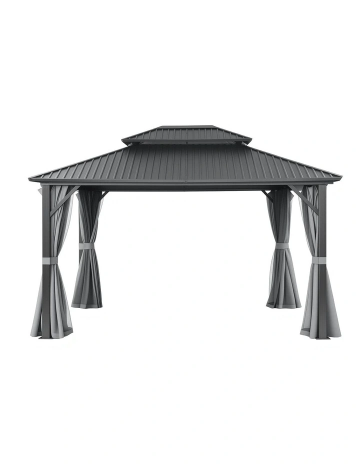 Gazebo Canopy Steel Frame Patio Tent 3x3.65m in Grey image 2