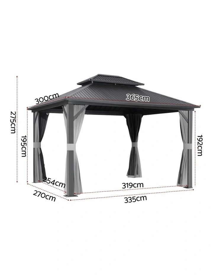 Gazebo Canopy Steel Frame Patio Tent 3x3.65m in Grey image 4