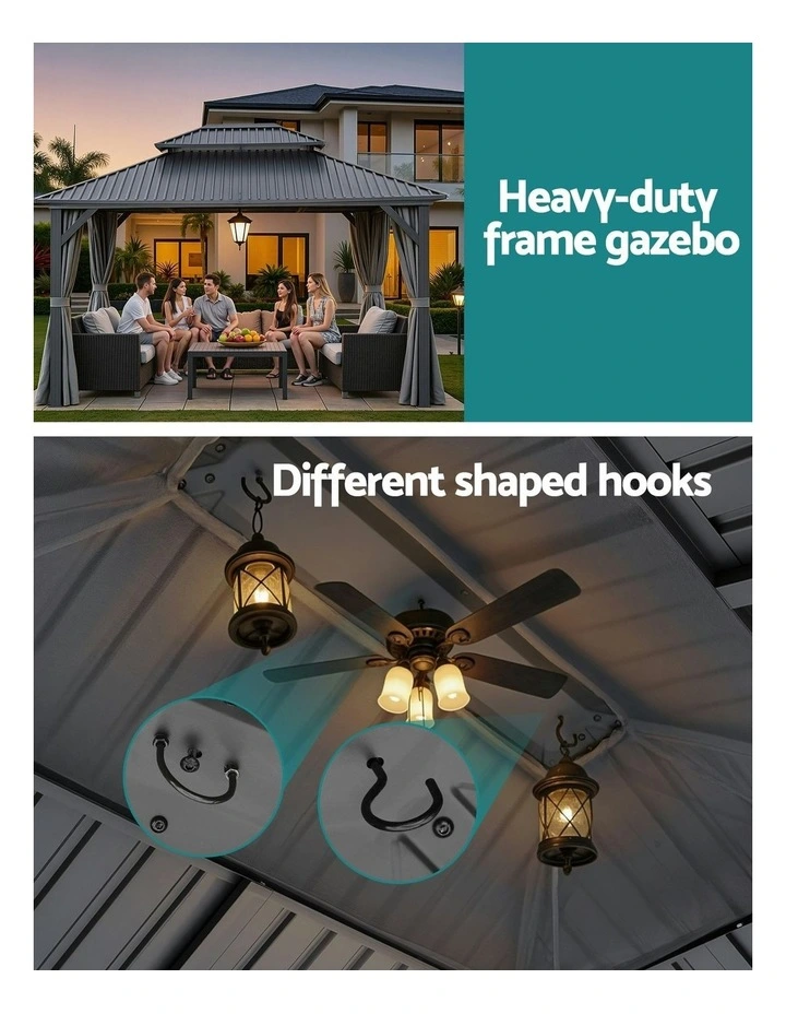 Gazebo Canopy Steel Frame Patio Tent 3x3.65m in Grey image 5