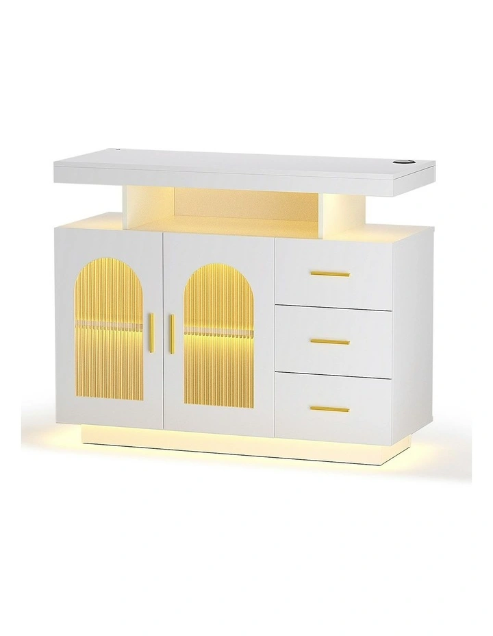 LED Buffet Sideboard Cabinet in White image 1