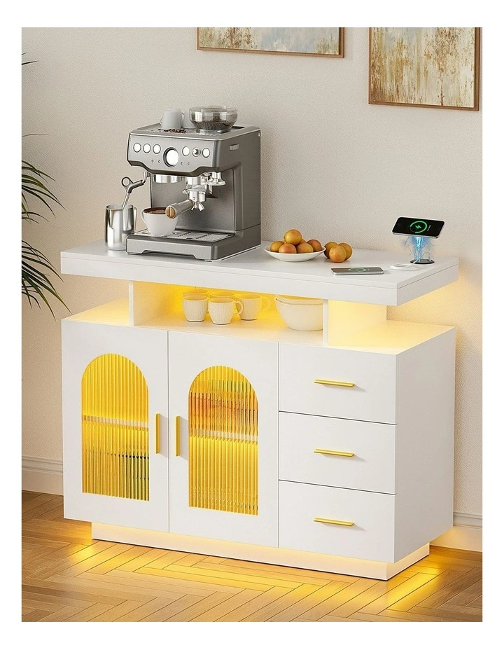 LED Buffet Sideboard Cabinet in White image 3
