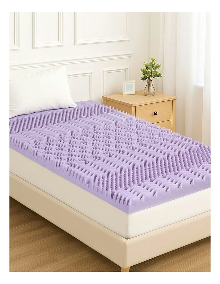 8cm Memory Foam 7-Zone King Single Mattress Topper in Lavender image 3