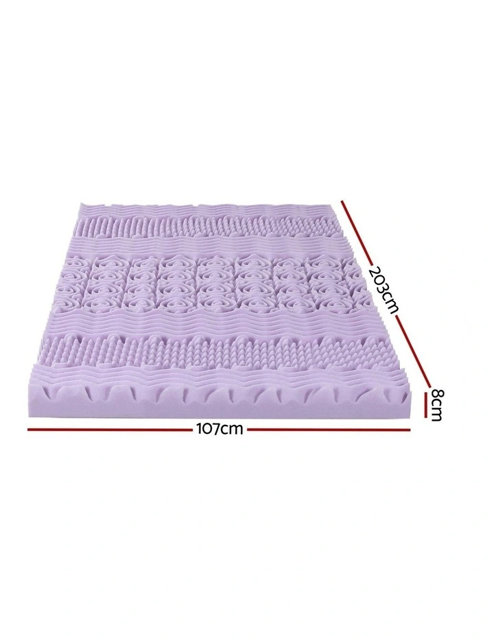 8cm Memory Foam 7-Zone King Single Mattress Topper in Lavender image 4