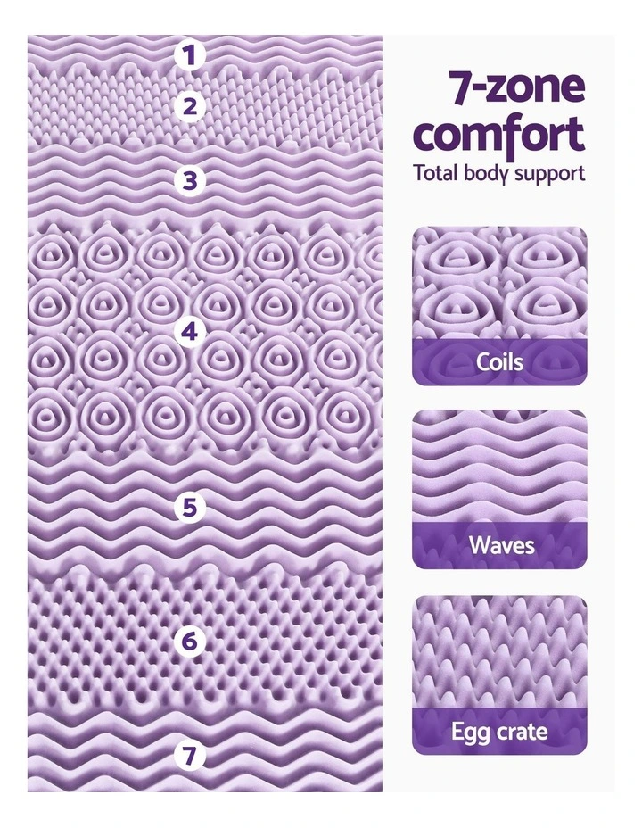 8cm Memory Foam 7-Zone King Single Mattress Topper in Lavender image 6