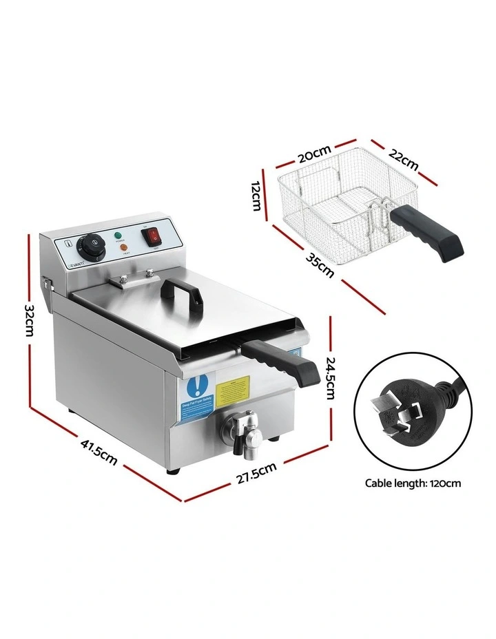 10L Stainless Steel 3000W Electric Deep Fryer with Basket & Lid image 4