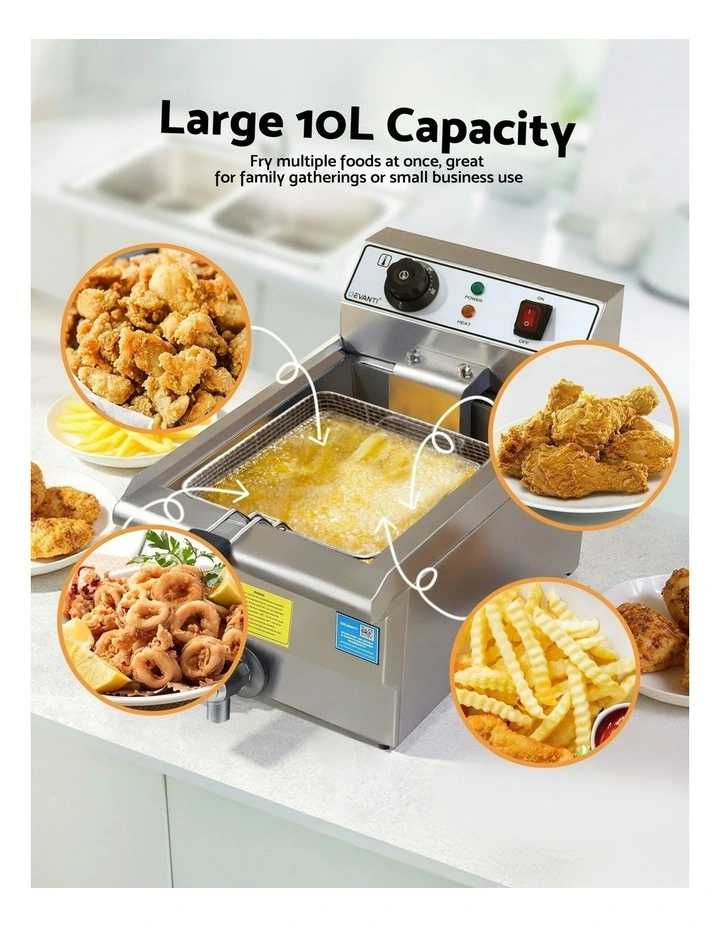 10L Stainless Steel 3000W Electric Deep Fryer with Basket & Lid image 5