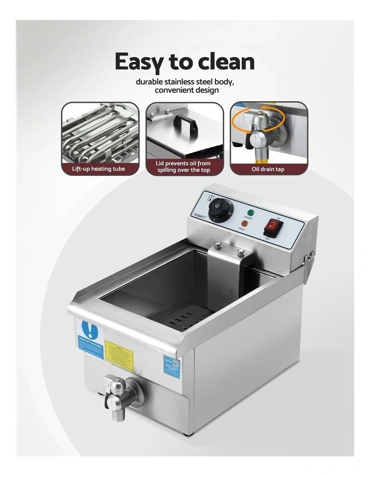 10L Stainless Steel 3000W Electric Deep Fryer with Basket & Lid image 7