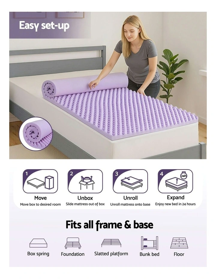 5cm Memory Foam Single Mattress Topper in Lavender image 7