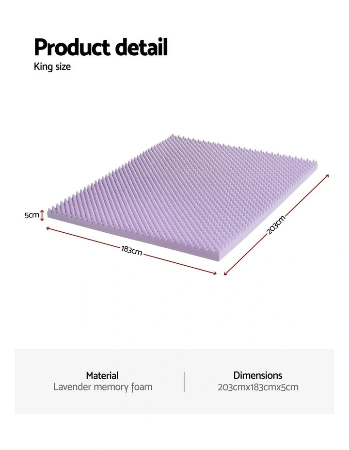 5cm Memory Foam King Mattress Topper in Lavender image 4