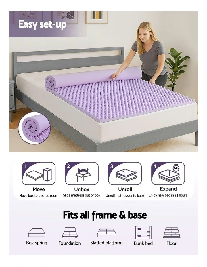 5cm Memory Foam King Mattress Topper in Lavender image 7
