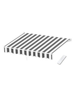 Retractable Folding Arm Awning Motorised Sunshade 2.5mx2m in Grey/White