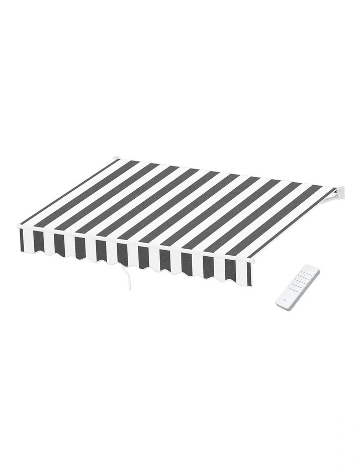 Retractable Folding Arm Awning Motorised Sunshade 2.5mx2m in Grey/White image 1