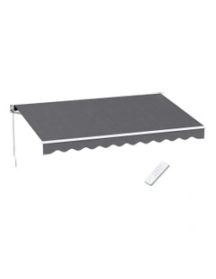Retractable Folding Arm Awning Motorised Sunshade 3.5m x 2.5m in Grey