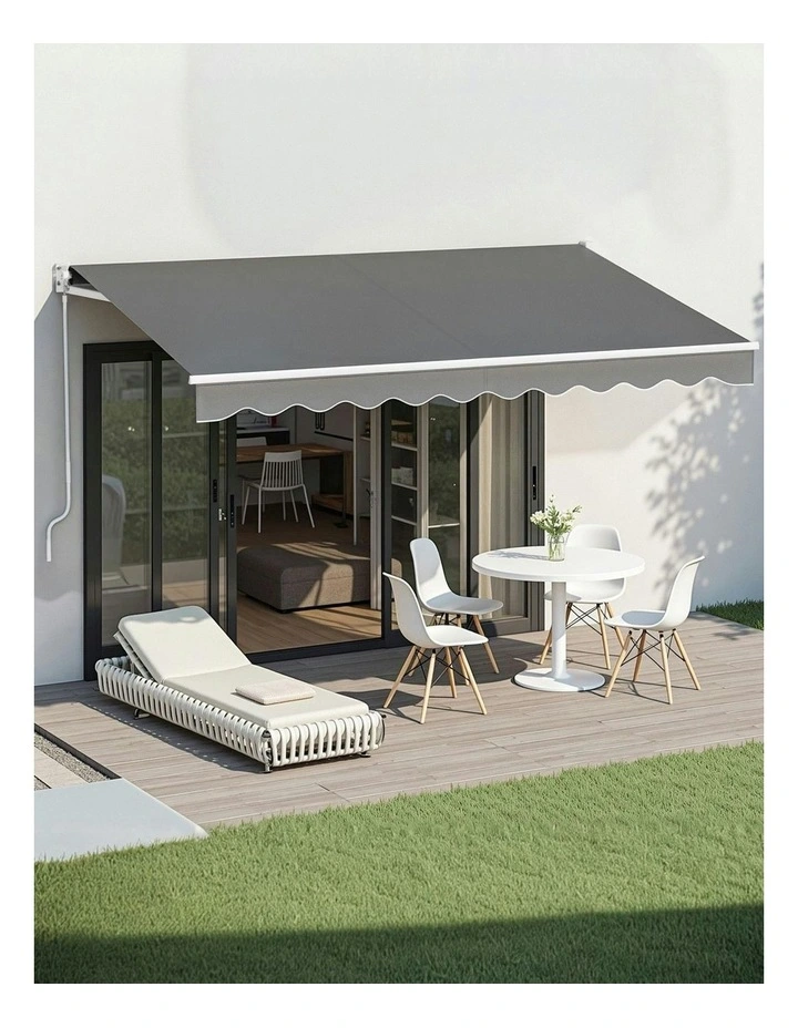 Retractable Folding Arm Awning Motorised Sunshade 3.5m x 2.5m in Grey image 3