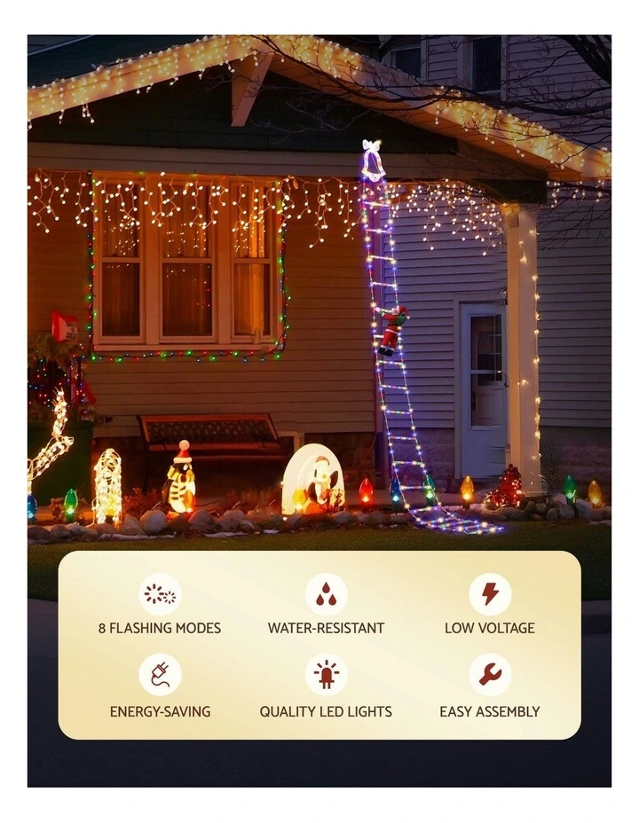 LED Christmas Ladder Light With Santa Claus Decor 3.5M 300 in Multi image 4
