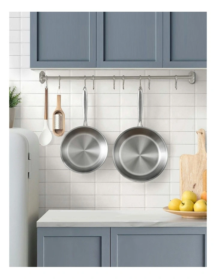 Frying Pan Stainless Steel Uncoated Twin Frypan Set 25/30cm in Silver image 4