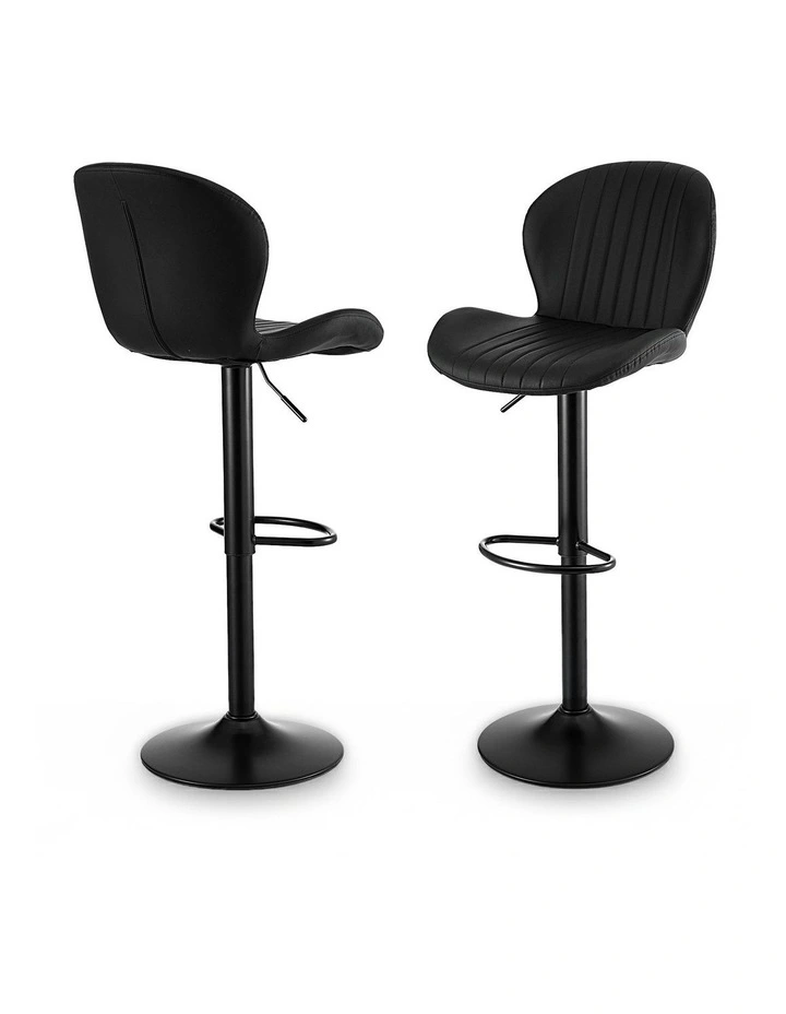 Leather Bar Stools in Black image 1