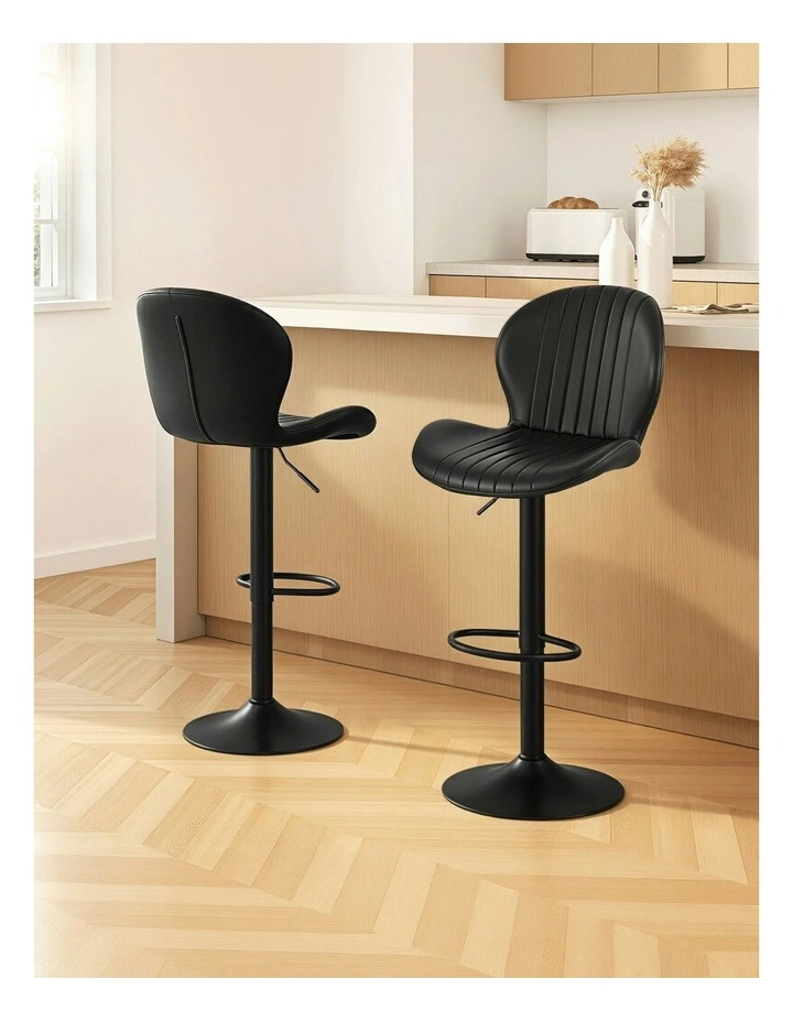 Leather Bar Stools in Black image 3