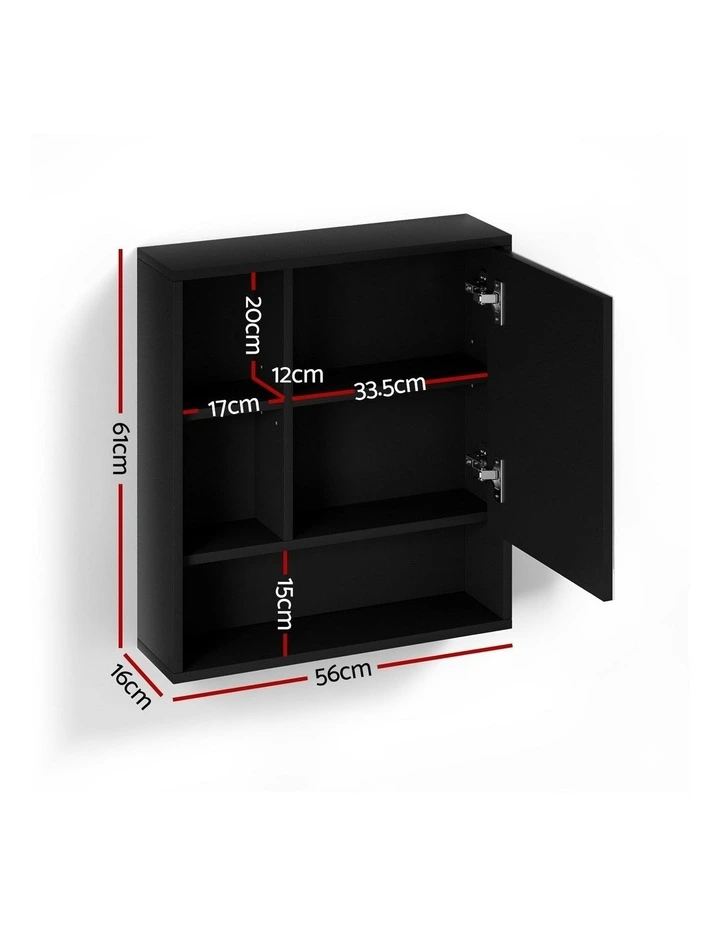 Bathroom Mirror Cabinet 560mm in Black image 4