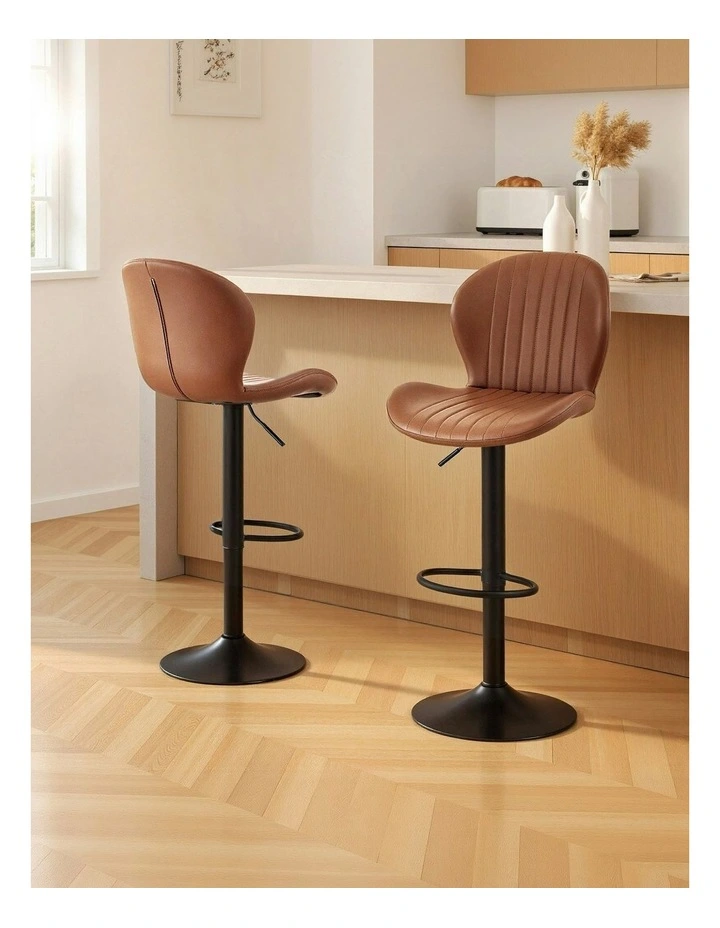 Leather Bar Stools in Brown image 3